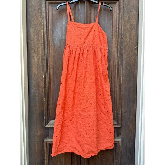 Madewell Eyelet Summertime Cami Midi Dress Orange Size M - Picture 6 of 8